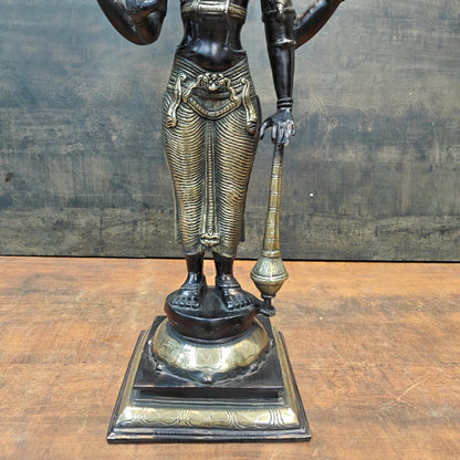 Brassaura® Standing Lord Vishnu Brass Idol | Handcrafted Vishnu Murti for Home Temple, Spiritual Décor & Vastu | 20 Inches | 7 Kg