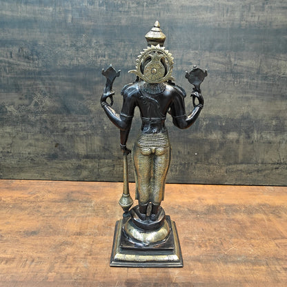 Brassaura® Standing Lord Vishnu Brass Idol | Handcrafted Vishnu Murti for Home Temple, Spiritual Décor & Vastu | 20 Inches | 7 Kg