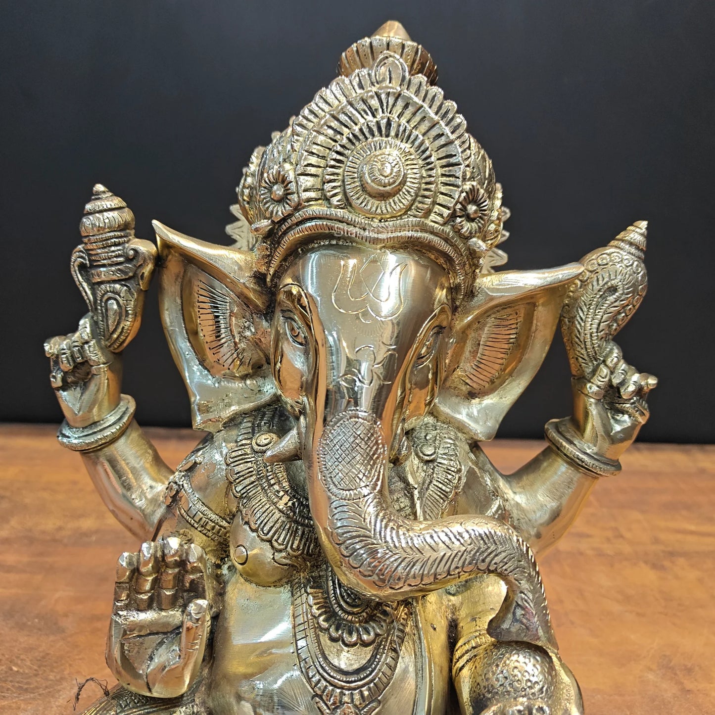 Brassaura® Lord Ganesha Brass Idol | Premium Solid Brass Ganpati Murti with Antique Finish | Handcrafted Hindu God Statue for Home Temple, Pooja Room & Spiritual Décor | Height 13.5 Inches | 11.1 Kg