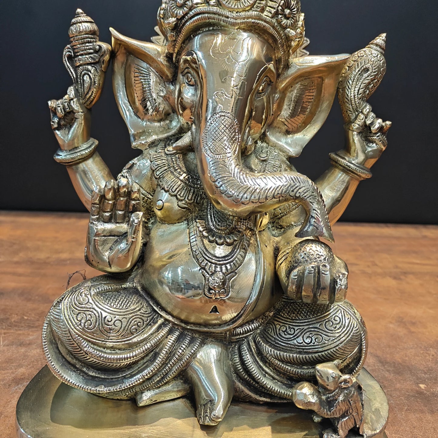 Brassaura® Lord Ganesha Brass Idol | Premium Solid Brass Ganpati Murti with Antique Finish | Handcrafted Hindu God Statue for Home Temple, Pooja Room & Spiritual Décor | Height 13.5 Inches | 11.1 Kg