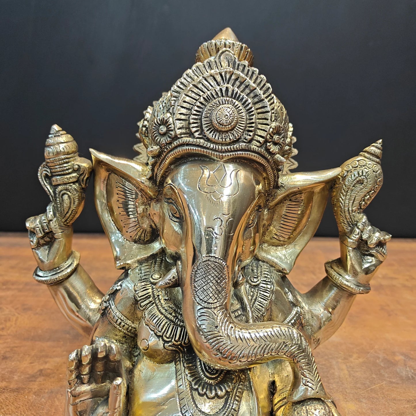 Brassaura® Lord Ganesha Brass Idol | Premium Solid Brass Ganpati Murti with Antique Finish | Handcrafted Hindu God Statue for Home Temple, Pooja Room & Spiritual Décor | Height 12 Inches | 9.2 Kg