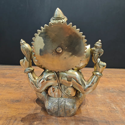Brassaura® Lord Ganesha Brass Idol | Premium Solid Brass Ganpati Murti with Antique Finish | Handcrafted Hindu God Statue for Home Temple, Pooja Room & Spiritual Décor | Height 12 Inches | 9.2 Kg