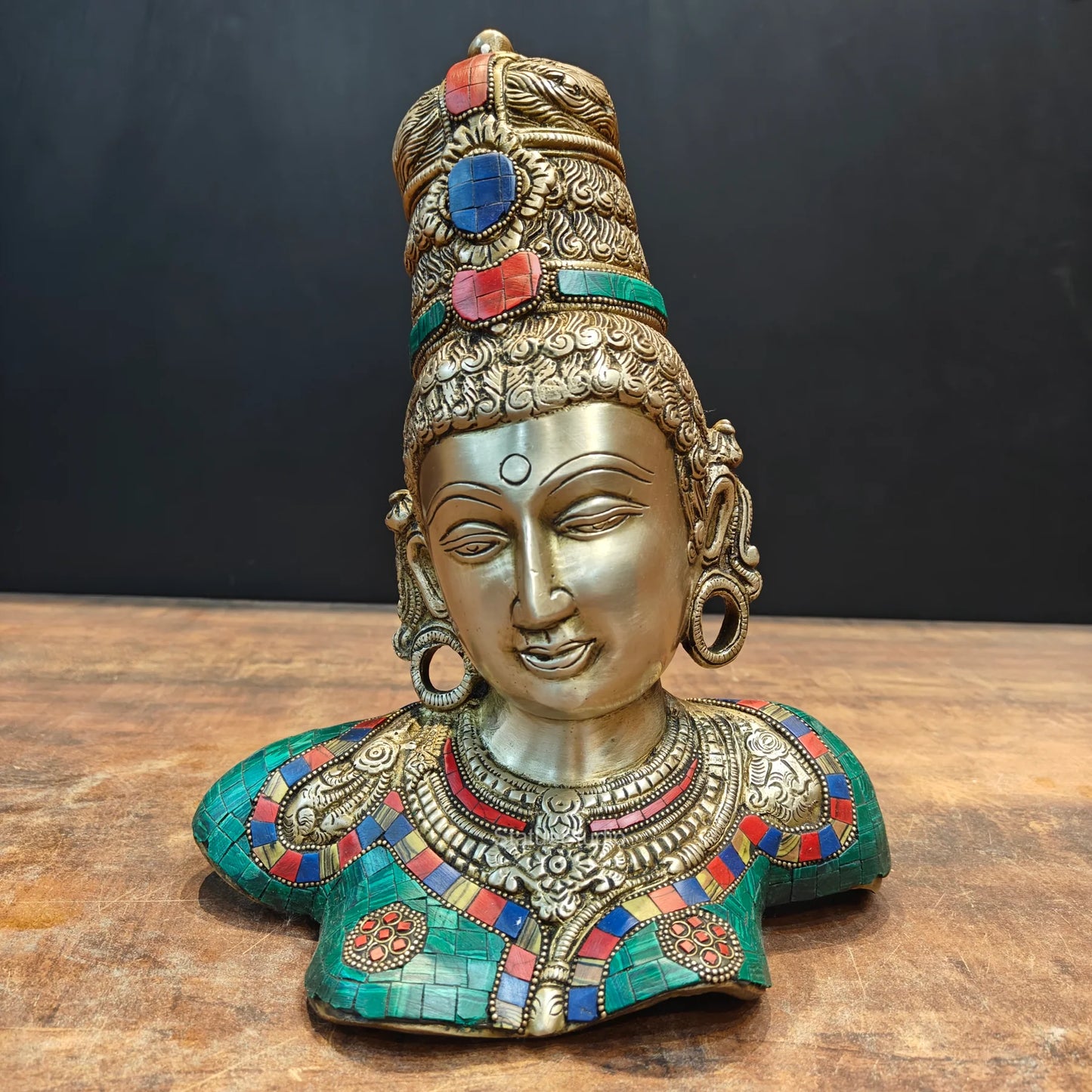 ब्रासोरा® वृंदावन वेणुगोपाल कृष्ण पीतल की प्रतिमा मोर के साथ | एंटीक नीला और सुनहरा रंग | ऊँचाई 20 इंच
