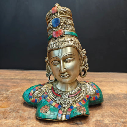 ब्रासोरा® वृंदावन वेणुगोपाल कृष्ण पीतल की प्रतिमा मोर के साथ | एंटीक नीला और सुनहरा रंग | ऊँचाई 20 इंच