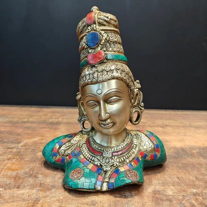 ब्रासोरा® वृंदावन वेणुगोपाल कृष्ण पीतल की प्रतिमा मोर के साथ | एंटीक नीला और सुनहरा रंग | ऊँचाई 20 इंच