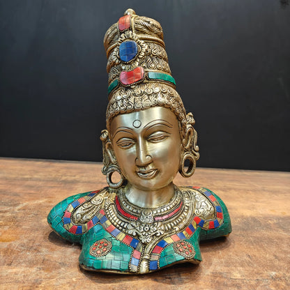 ब्रासोरा® वृंदावन वेणुगोपाल कृष्ण पीतल की प्रतिमा मोर के साथ | एंटीक नीला और सुनहरा रंग | ऊँचाई 20 इंच