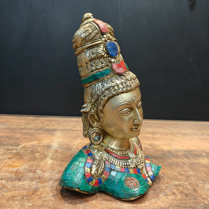 ब्रासोरा® वृंदावन वेणुगोपाल कृष्ण पीतल की प्रतिमा मोर के साथ | एंटीक नीला और सुनहरा रंग | ऊँचाई 20 इंच