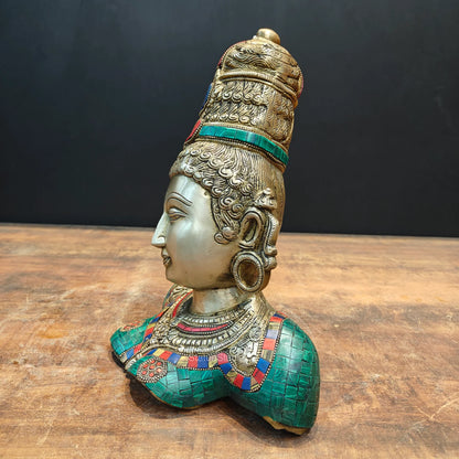 ब्रासोरा® वृंदावन वेणुगोपाल कृष्ण पीतल की प्रतिमा मोर के साथ | एंटीक नीला और सुनहरा रंग | ऊँचाई 20 इंच