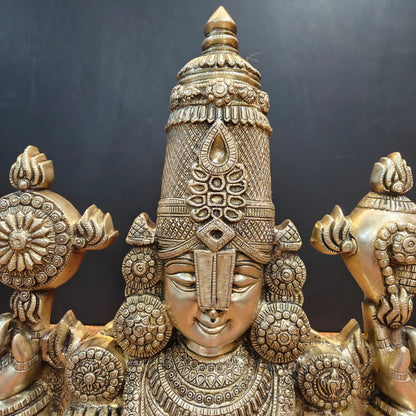 Brassaura® Lord Balaji Brass Bust Idol | Handcrafted Tirupati Venkateswara Statue for Home Temple, Spiritual Décor & Vastu | 19 Inches | 15 Kg