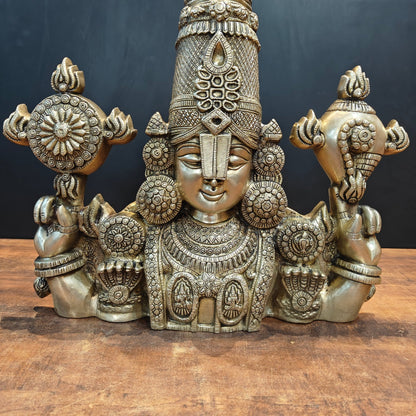 Brassaura® Lord Balaji Brass Bust Idol | Handcrafted Tirupati Venkateswara Statue for Home Temple, Spiritual Décor & Vastu | 19 Inches | 15 Kg