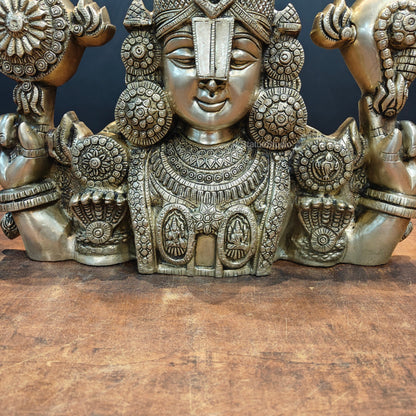 Brassaura® Lord Balaji Brass Bust Idol | Handcrafted Tirupati Venkateswara Statue for Home Temple, Spiritual Décor & Vastu | 19 Inches | 15 Kg