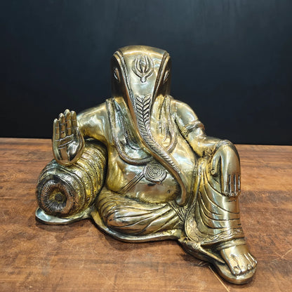 ब्रासोरा® वृंदावन वेणुगोपाल कृष्ण पीतल की प्रतिमा मोर के साथ | एंटीक नीला और सुनहरा रंग | ऊँचाई 20 इंच