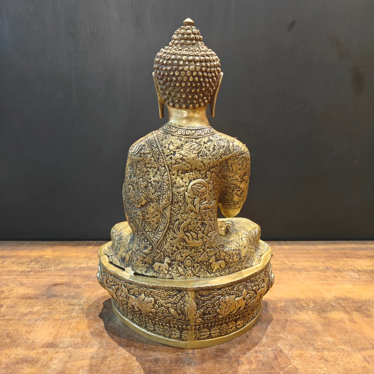 Brassaura® Brass Lord Buddha Idol | Premium Handcrafted Seated Buddha Statue | Antique Finish | Home Temple, Meditation Room, Living Room & Spiritual Décor | Height 23 Inches | 17 Kg