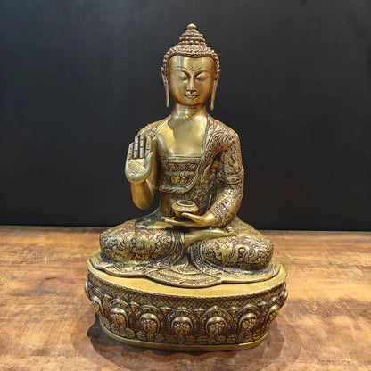 Brassaura® Premium Brass Buddha Statue | Handcrafted Solid Brass Meditating Buddha Idol | Spiritual Sculpture for Home Temple, Living Room, Office & Meditation Décor | Height 23 Inches | 85 Kg