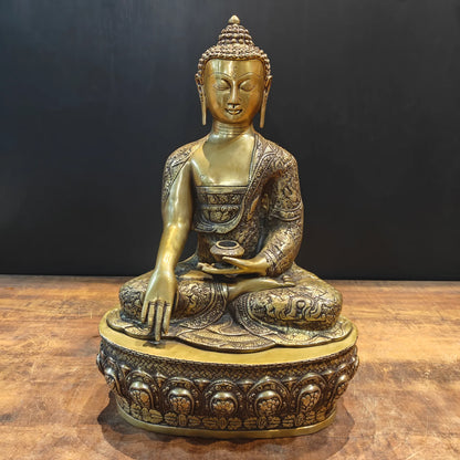 Brassaura® Premium Brass Buddha Statue | Handcrafted Solid Brass Meditating Buddha Idol | Spiritual Sculpture for Home Temple, Living Room, Office & Meditation Décor | Height 23 Inches | 85 Kg