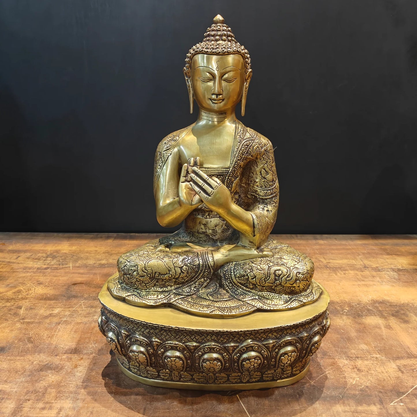 Brassaura® Premium Brass Buddha Statue | Handcrafted Solid Brass Meditating Buddha Idol | Spiritual Sculpture for Home Temple, Living Room, Office & Meditation Décor | Height 23 Inches | 85 Kg