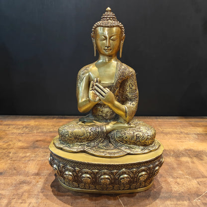 Brassaura® Premium Brass Buddha Statue | Handcrafted Solid Brass Meditating Buddha Idol | Spiritual Sculpture for Home Temple, Living Room, Office & Meditation Décor | Height 23 Inches | 85 Kg