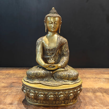 ब्रासोरा® वृंदावन वेणुगोपाल कृष्ण पीतल की प्रतिमा मोर के साथ | एंटीक नीला और सुनहरा रंग | ऊँचाई 20 इंच