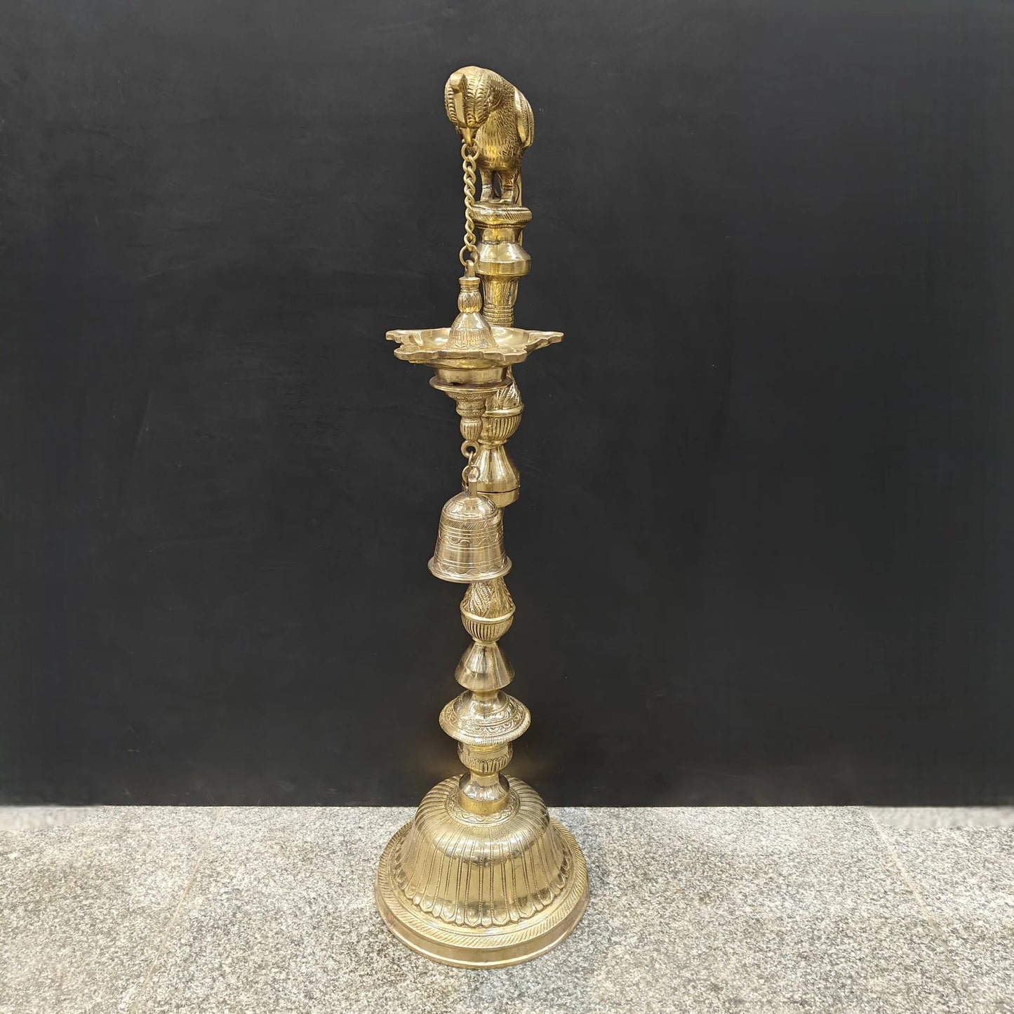 Brassaura® Brass Hanging Oil Lamp with Bird | Traditional Deepam Diya for Home Temple, Pooja Room & Spiritual Décor | 38 Inches | 16.5 Kg