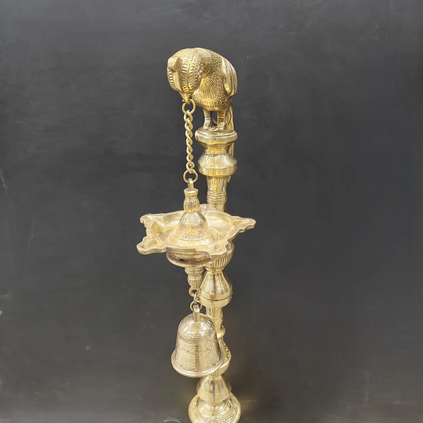 Brassaura® Brass Hanging Oil Lamp with Bird | Traditional Deepam Diya for Home Temple, Pooja Room & Spiritual Décor | 38 Inches | 16.5 Kg