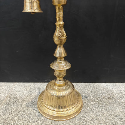 Brassaura® Brass Hanging Oil Lamp with Bird | Traditional Deepam Diya for Home Temple, Pooja Room & Spiritual Décor | 38 Inches | 16.5 Kg