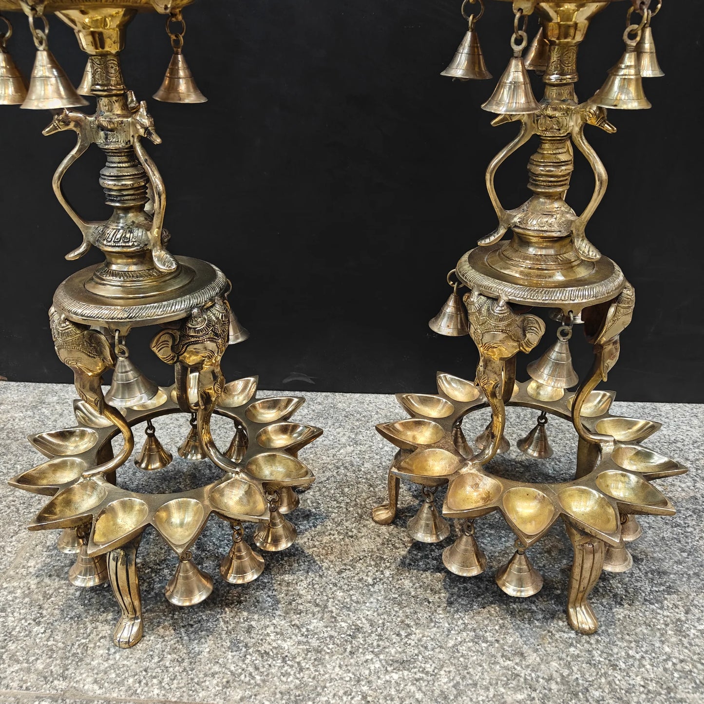 Brassaura® Traditional Brass Peacock Multi-Tier Oil Lamp Set of 2 | Decorative Deepam Diya Stand for Home Temple, Pooja & Spiritual Décor | 42 Inches | 30.5 Kg