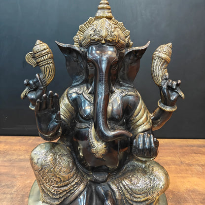 ब्रासोरा® वृंदावन वेणुगोपाल कृष्ण पीतल की प्रतिमा मोर के साथ | एंटीक नीला और सुनहरा रंग | ऊँचाई 20 इंच