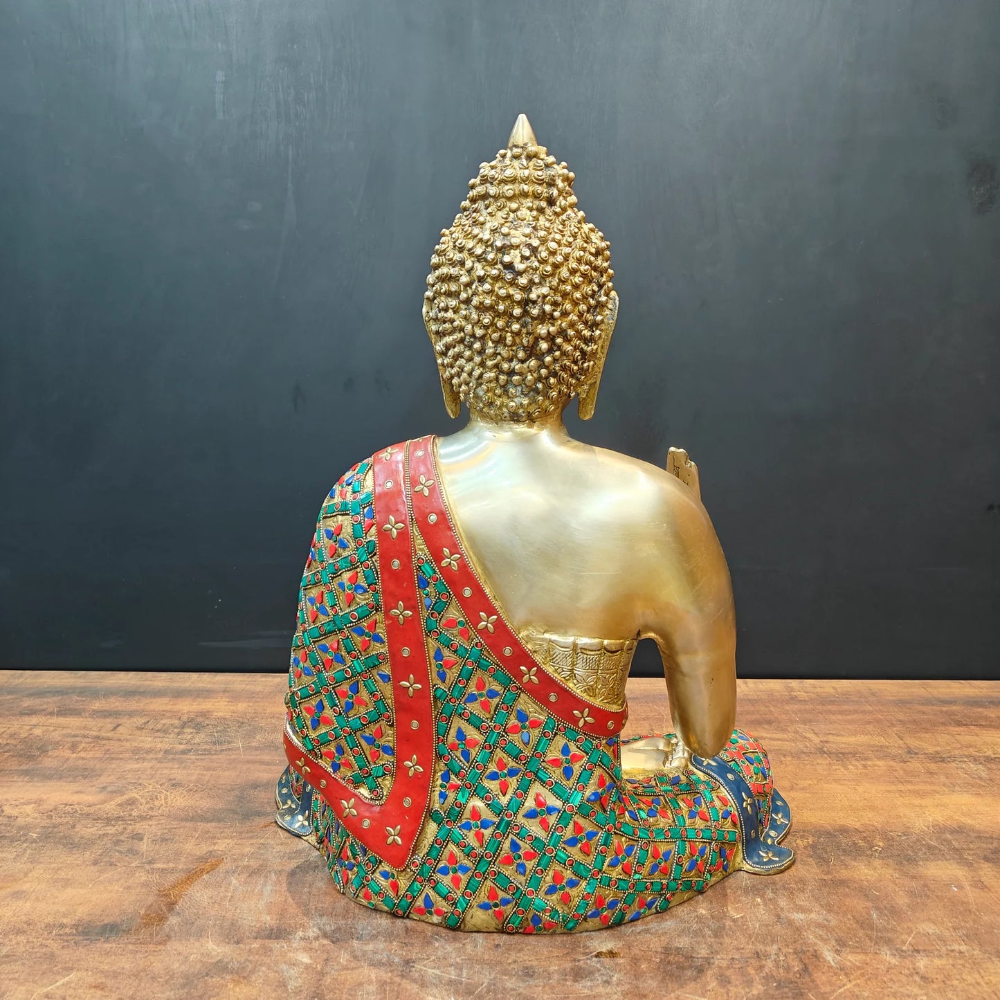 Brassaura® Brass Buddha Statue | Handcrafted Meditating Buddha Idol with Blessing Gesture | Premium Brass Home Temple, Living Room, Office & Meditation Décor | Height 23 Inches | 23 Kg