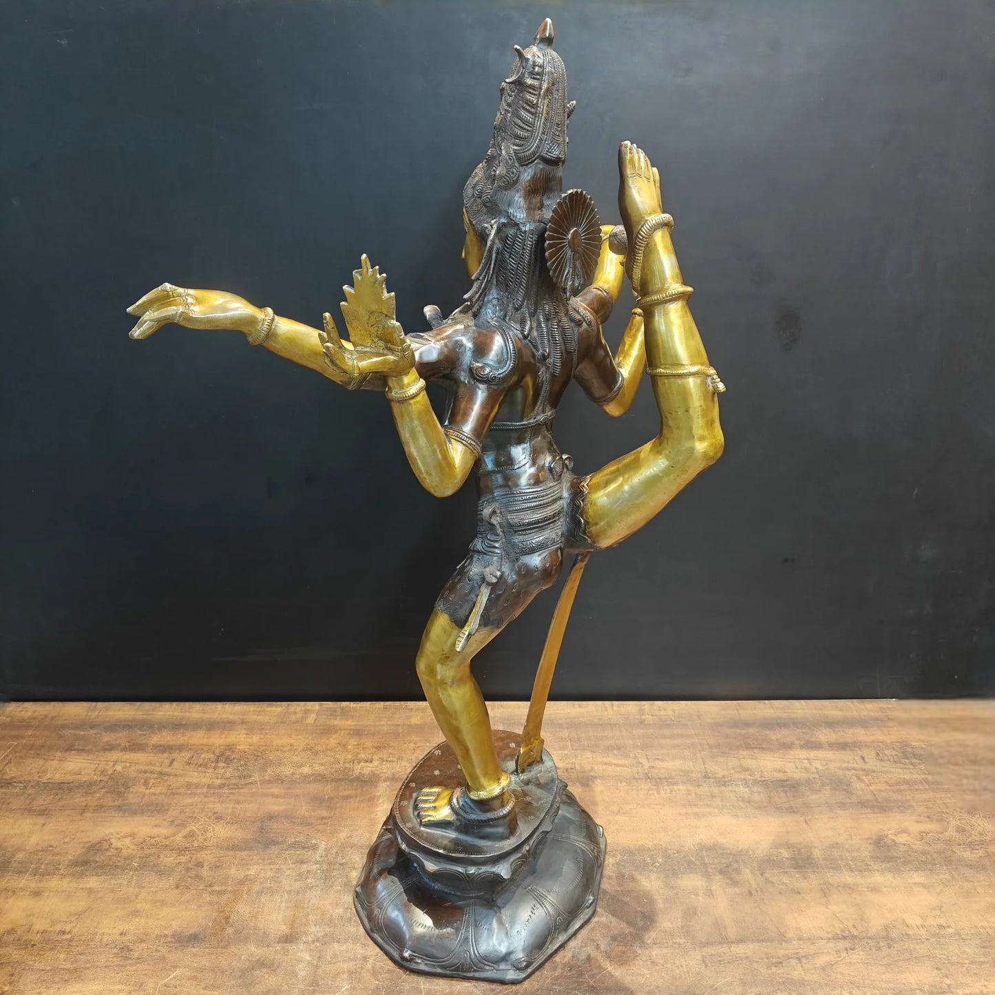 Brassaura® Brass Ardhanarishvara Idol | Handcrafted Ardhanareeshwar Statue | Lord Shiva & Goddess Parvati Brass Murti for Home Temple, Spiritual Décor & Gifting | 42 Inches | 32 Kg