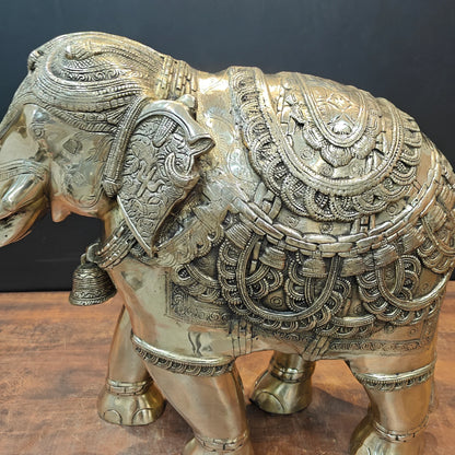 Brassaura® Brass Elephant Statue | Handcrafted Decorative Elephant Showpiece | Premium Solid Brass Home Décor, Living Room, Office, Entrance & Vastu Décor | Height 22 Inches | 35 Kg