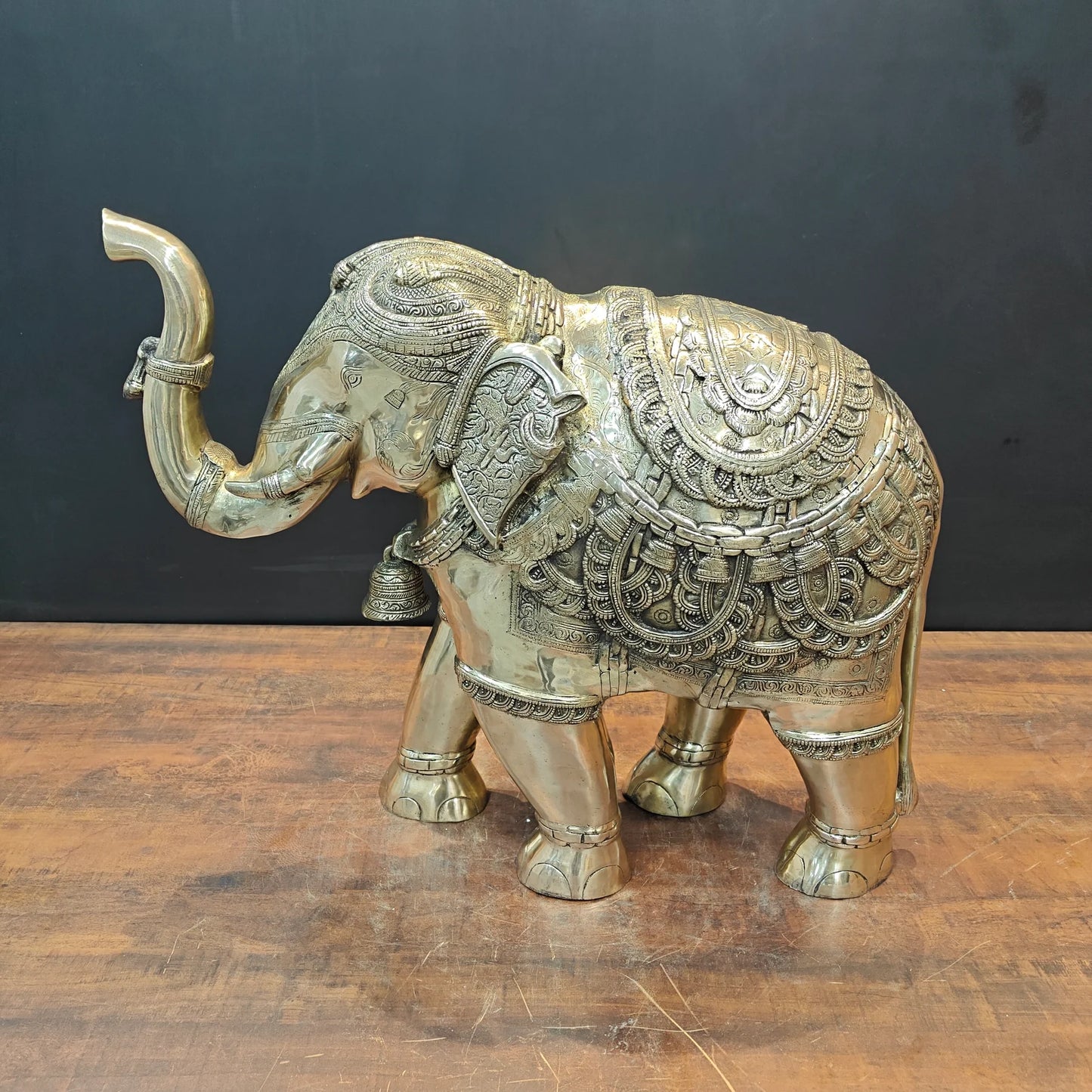 Brassaura® Brass Elephant Statue | Handcrafted Decorative Elephant Showpiece | Premium Solid Brass Home Décor, Living Room, Office, Entrance & Vastu Décor | Height 22 Inches | 35 Kg