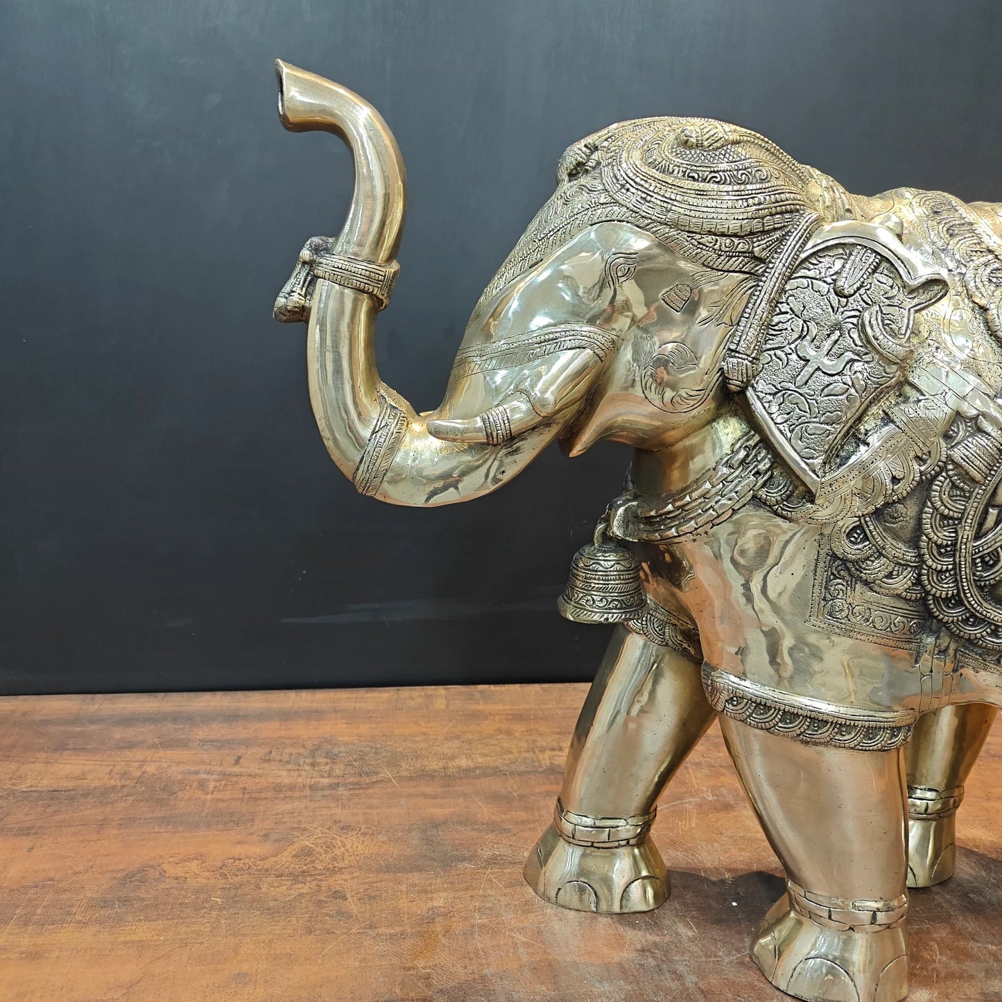 Brassaura® Brass Elephant Statue | Handcrafted Decorative Elephant Showpiece | Premium Solid Brass Home Décor, Living Room, Office, Entrance & Vastu Décor | Height 22 Inches | 35 Kg