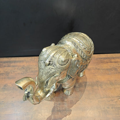 Brassaura® Brass Elephant Statue | Handcrafted Decorative Elephant Showpiece | Premium Solid Brass Home Décor, Living Room, Office, Entrance & Vastu Décor | Height 22 Inches | 35 Kg