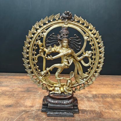 Brassaura® Brass Nataraja Statue | Lord Shiva Dancing in Cosmic Tandava | Handcrafted Brass Idol for Home Temple, Spiritual Décor & Gifting | 19.5 Inches | 8.5 Kg