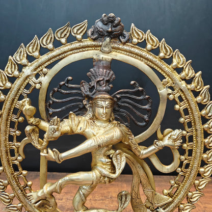 Brassaura® Brass Nataraja Statue | Lord Shiva Dancing in Cosmic Tandava | Handcrafted Brass Idol for Home Temple, Spiritual Décor & Gifting | 19.5 Inches | 8.5 Kg