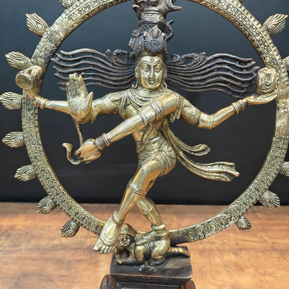 Brassaura® Brass Nataraja Idol with Prabhavali | Handcrafted Dancing Lord Shiva Statue | Premium Brass Shiva Murti for Home Temple, Spiritual Décor & Gifting | 22.5 Inches | 11 Kg