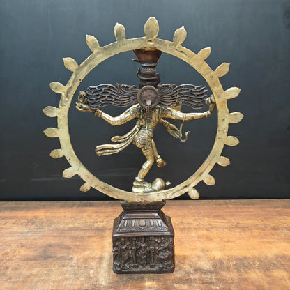 Brassaura® Brass Nataraja Idol with Prabhavali | Handcrafted Dancing Lord Shiva Statue | Premium Brass Shiva Murti for Home Temple, Spiritual Décor & Gifting | 22.5 Inches | 11 Kg