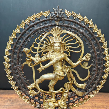 Brassaura® Brass Nataraja Statue | Lord Shiva Nataraja Dancing Idol with Prabhamandala | Premium Brass Spiritual Home Temple & Living Room Décor | Height 26 Inches | 16 Kg