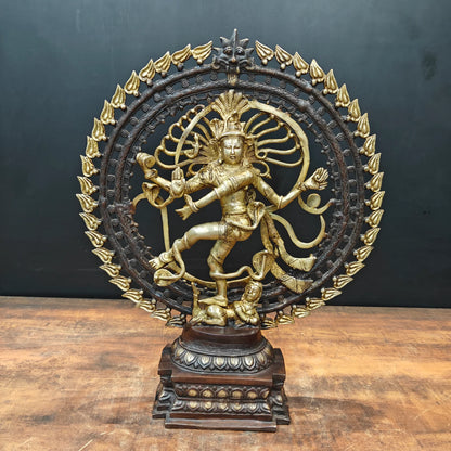Brassaura® Brass Nataraja Statue | Lord Shiva Nataraja Dancing Idol with Prabhamandala | Premium Brass Spiritual Home Temple & Living Room Décor | Height 26 Inches | 16 Kg