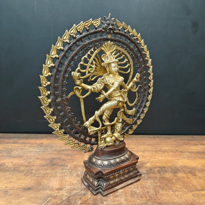 Brassaura® Brass Nataraja Statue | Lord Shiva Nataraja Dancing Idol with Prabhamandala | Premium Brass Spiritual Home Temple & Living Room Décor | Height 26 Inches | 16 Kg