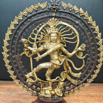 Brassaura® Brass Nataraja Statue | Lord Shiva Nataraja Dancing Idol with Prabhamandala | Premium Brass Spiritual Home Temple & Living Room Décor | Height 26 Inches | 16 Kg