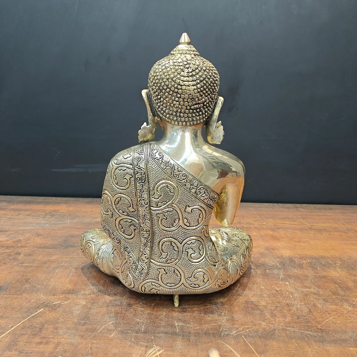 ब्रासोरा® वृंदावन वेणुगोपाल कृष्ण पीतल की प्रतिमा मोर के साथ | एंटीक नीला और सुनहरा रंग | ऊँचाई 20 इंच