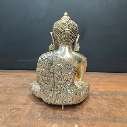 ब्रासोरा® वृंदावन वेणुगोपाल कृष्ण पीतल की प्रतिमा मोर के साथ | एंटीक नीला और सुनहरा रंग | ऊँचाई 20 इंच