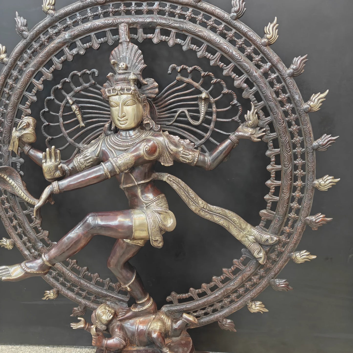 Brassaura® Brass Nataraja Statue | Lord Shiva Nataraj Dancing Idol with Prabhavali | Handcrafted Premium Brass Murti for Home Temple, Spiritual Décor & Gifting | 48 Inches | 55 Kg