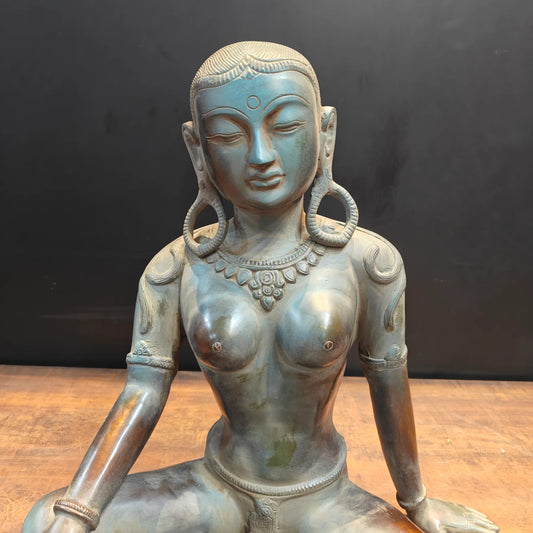ब्रासोरा® वृंदावन वेणुगोपाल कृष्ण पीतल की प्रतिमा मोर के साथ | एंटीक नीला और सुनहरा रंग | ऊँचाई 20 इंच