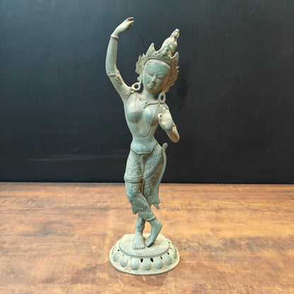 Brassaura® Brass Dancing Tara Statue | Handcrafted Goddess Tara Sculpture | Antique Brass Spiritual Home Décor Showpiece | Meditation & Temple Décor | Height 19.5 Inches | 4 Kg