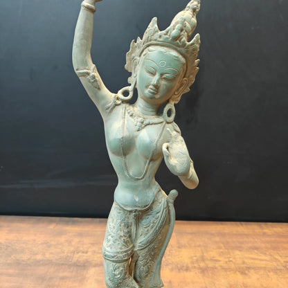 Brassaura® Brass Dancing Tara Statue | Handcrafted Goddess Tara Sculpture | Antique Brass Spiritual Home Décor Showpiece | Meditation & Temple Décor | Height 19.5 Inches | 4 Kg
