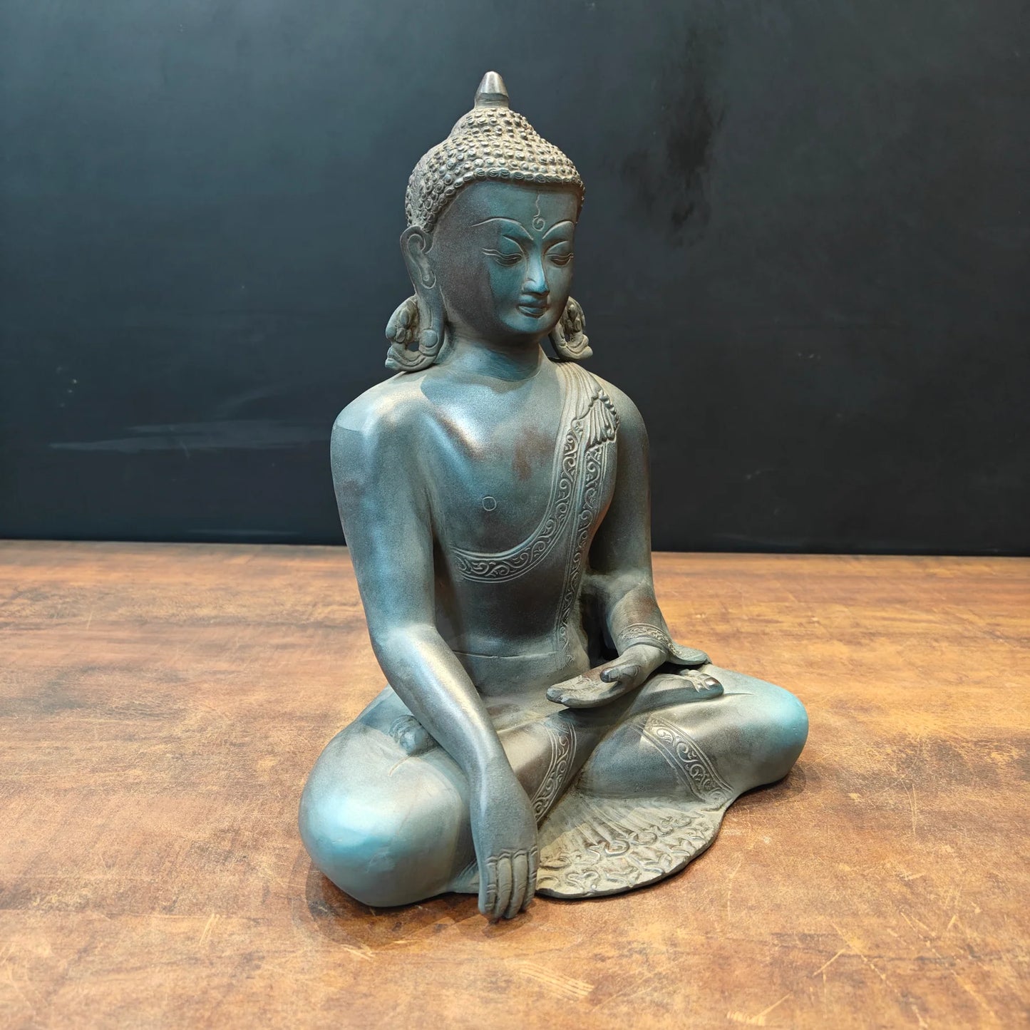 Brassaura® Brass Meditating Buddha Statue | Handcrafted Buddha Idol for Home Temple, Office, Meditation & Spiritual Décor | 12 Inches | 6.2 Kg