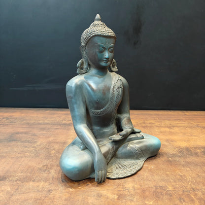 Brassaura® Brass Meditating Buddha Statue | Handcrafted Buddha Idol for Home Temple, Office, Meditation & Spiritual Décor | 12 Inches | 6.2 Kg