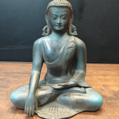 Brassaura® Brass Meditating Buddha Statue | Handcrafted Buddha Idol for Home Temple, Office, Meditation & Spiritual Décor | 12 Inches | 6.2 Kg